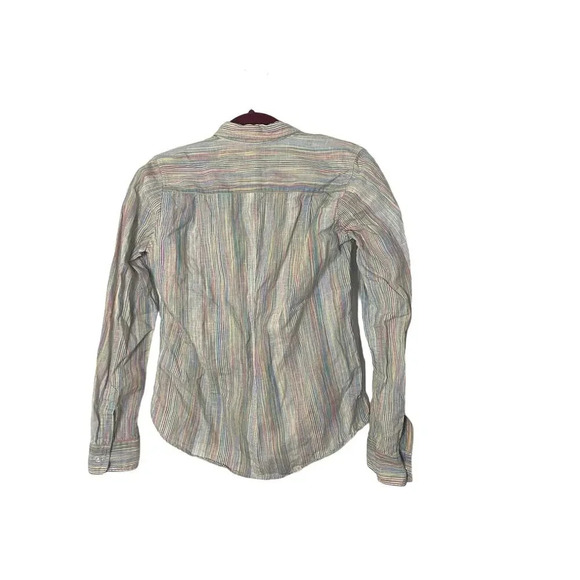 Frank & Eileen Rainbow Strip Barry Linen Button Down Top Size XS - Picture 4 of 7